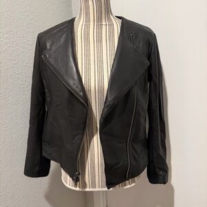 Vince Black Leather Moto Jacket